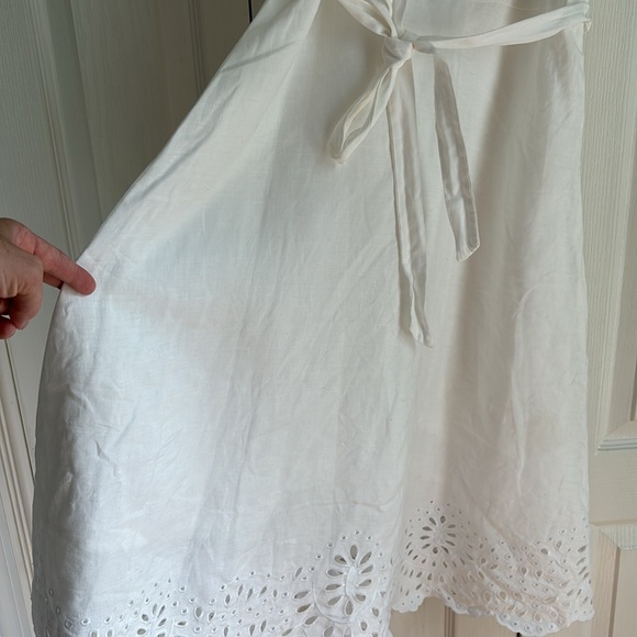 Talbots Linen Eyelet Sleeveless Midi Length Dress. Size 8. White - Picture 5 of 10